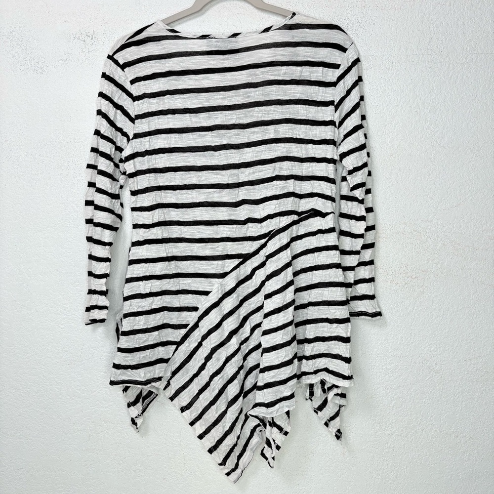 Vecceli Italy Lagenlook Asymmetrical Hem Stripe Tunic Top Fairy Grunge L - Picture 3 of 10